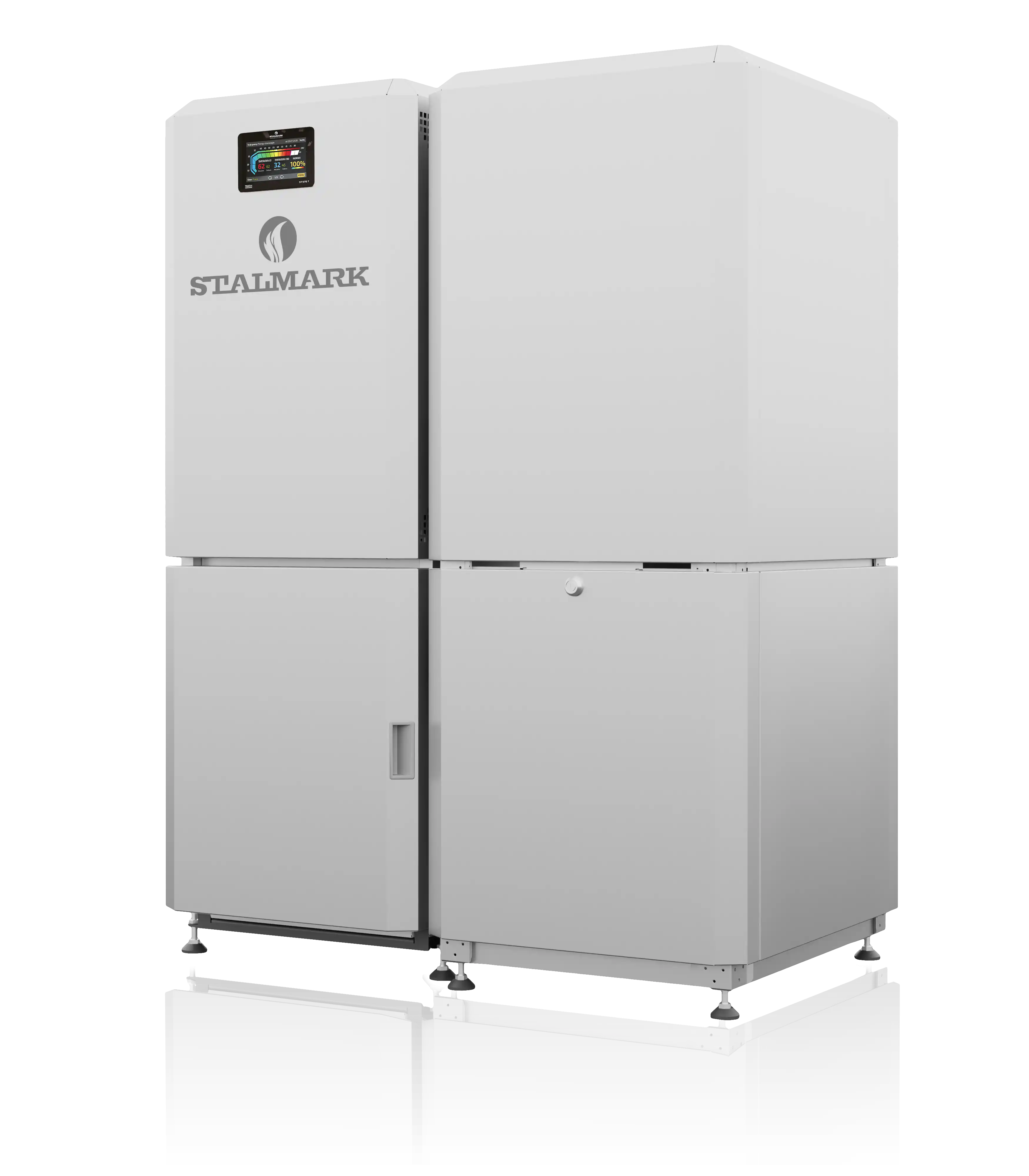 lewy przód Kocioł centralnego ogrzewania na pellet 5 klasy Stalmark Eko Silver III z automatycznym czyszczeniem i rozpalaniem - wydajniejszy niż tradycyjny piec